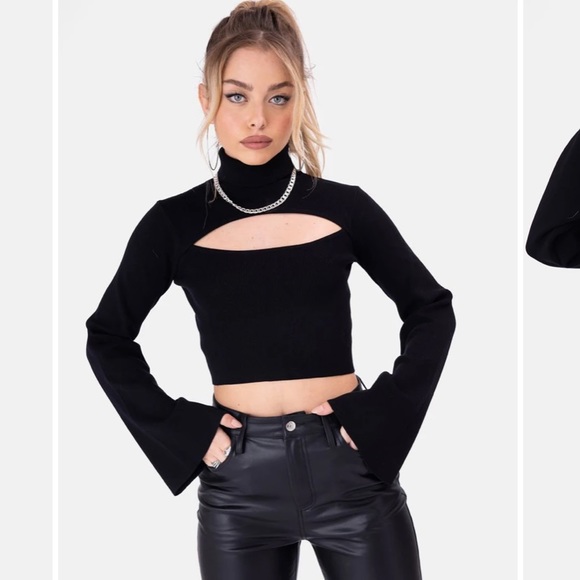 Adika Tops - Adika Stonez Long Sleeve Crop Top with Cutout. Size xs/s.